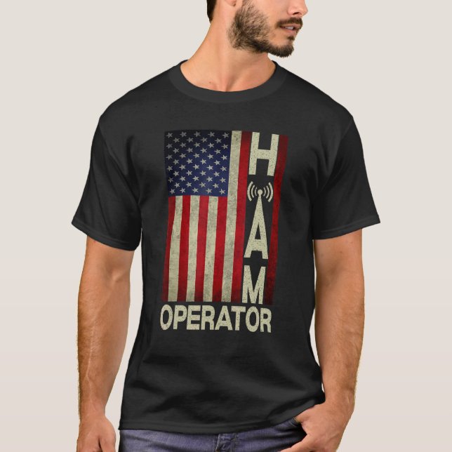 Camiseta Bandera Patriótica De Eeuu Ham Radio Radio Amatata (Anverso)