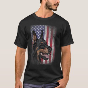 Camiseta Bandera Patriótica de Estados Unidos Doberman Pins