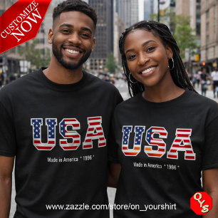 Camiseta Bandera Patriótica de Estados Unidos hecha en Esta