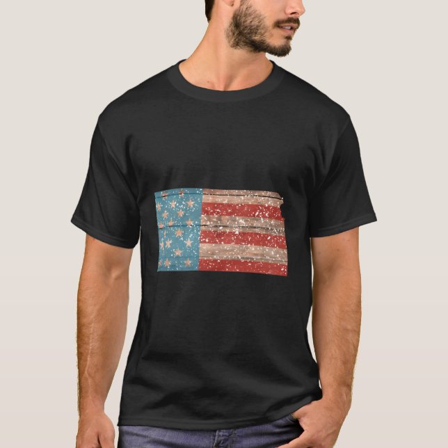 Camiseta Bandera Patriótica De Estados Unidos Para Hombres  (Anverso)