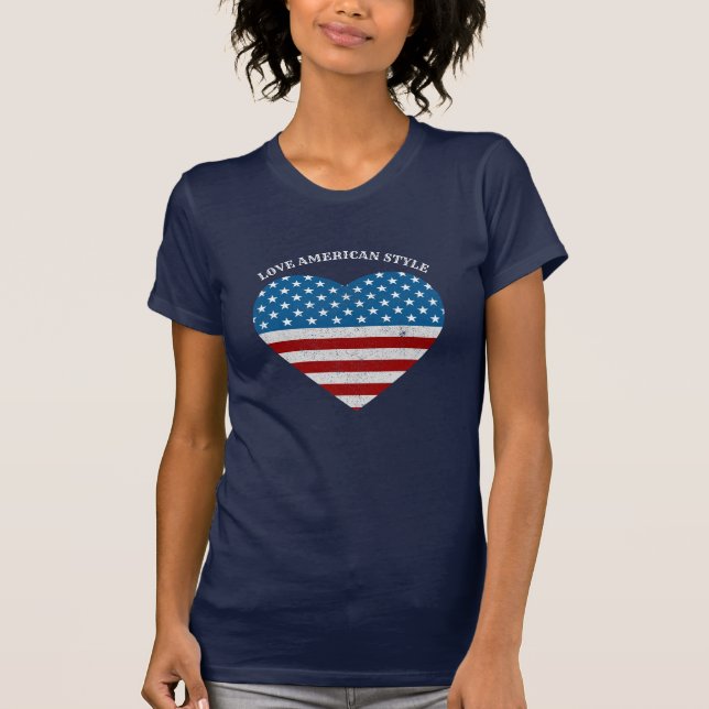 Camiseta Bandera Patriótica de los Estados Unidos Corazón A (Anverso)