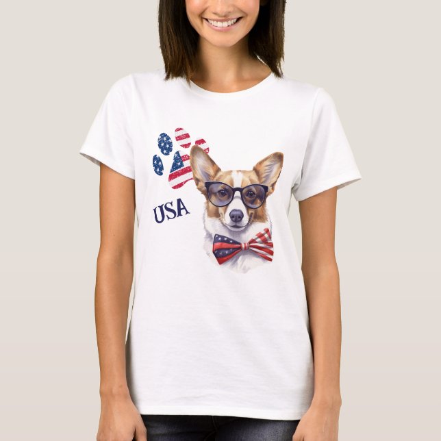 Camiseta Bandera Patriótica de los Estados Unidos Paw Impri (Anverso)