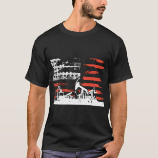 Camiseta Bandera patriótica del campo petrolífero con ameri