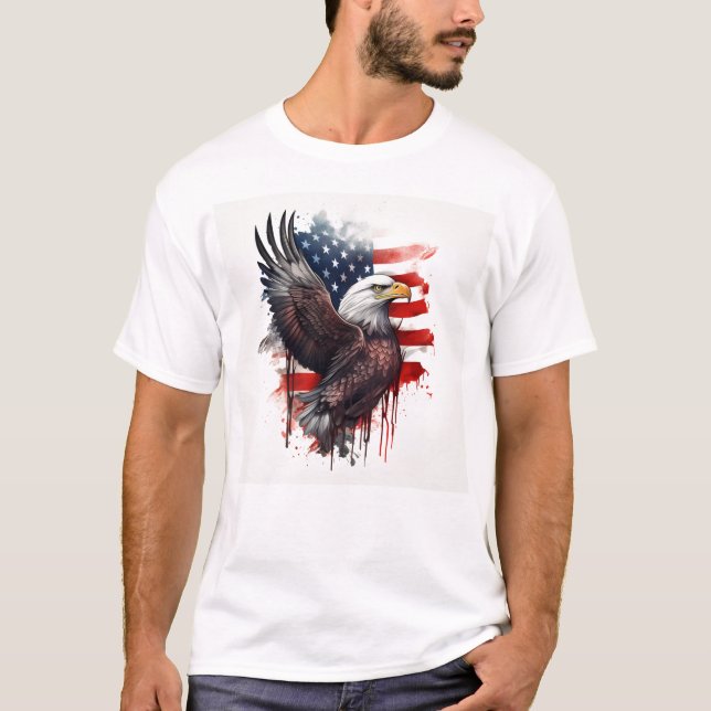 Camiseta Bandera patriótica estadounidense Bald Eagle (Anverso)