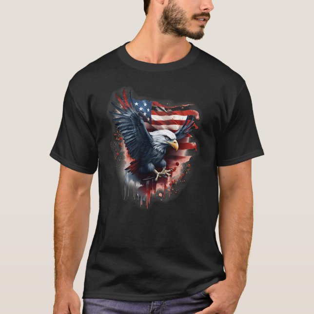 Camiseta Bandera patriótica estadounidense Bald Eagle (Anverso)