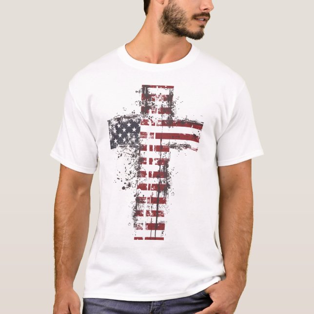Camiseta Bandera patriótica estadounidense cruza la camiset (Anverso)