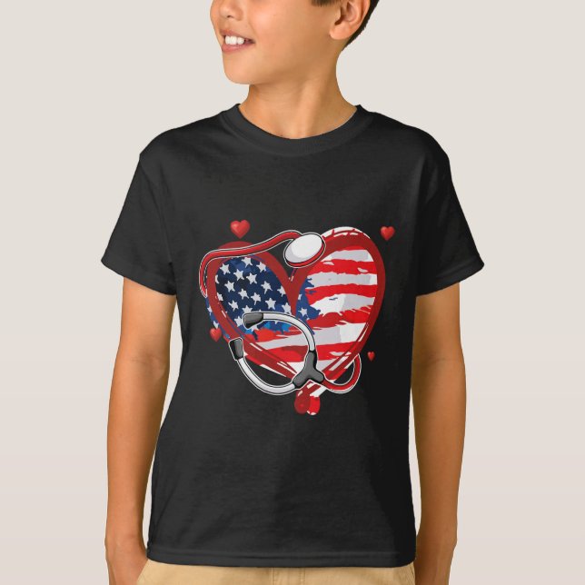 Camiseta Bandera Patriótica Estadounidense De 4 De Julio (Anverso)