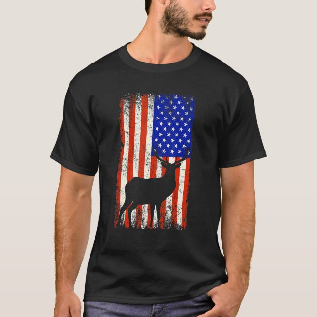 Camiseta Bandera Patriótica Estadounidense De Cazadores De  (Anverso)
