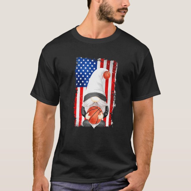 Camiseta Bandera Patriótica Estadounidense De Gnome Gracios (Anverso)
