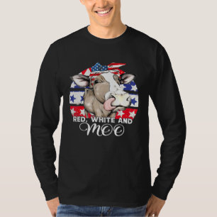 Camiseta Bandera Patriótica Estadounidense De La Vaca Blanc
