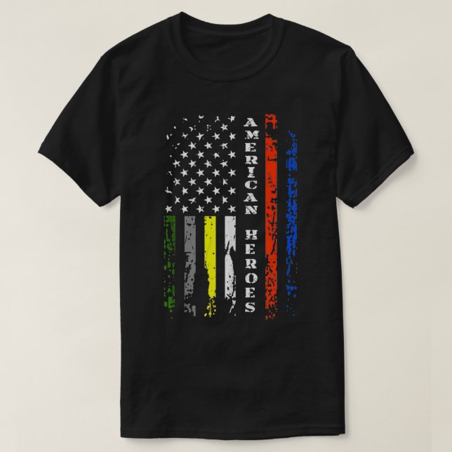 Camiseta Bandera Patriótica Estadounidense de Primera Respu (Diseño del anverso)