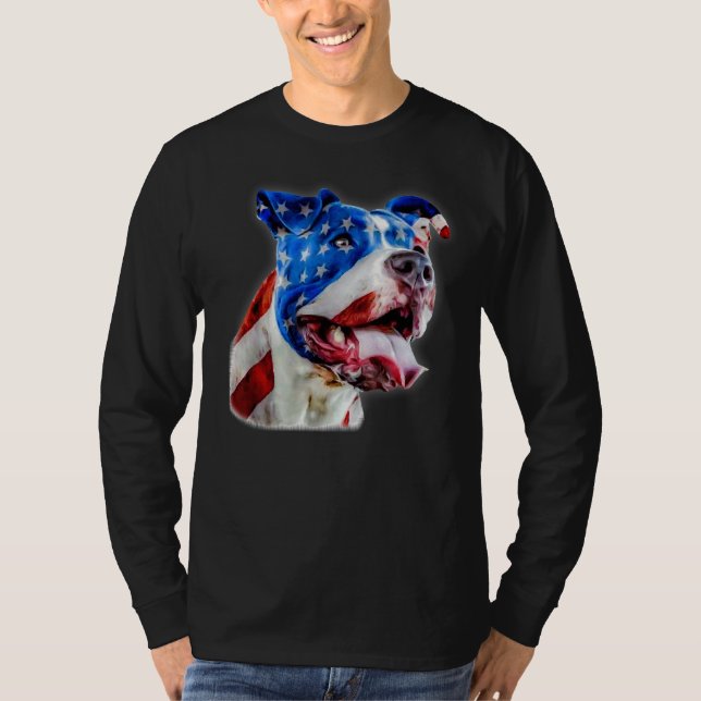 Camiseta Bandera Patriótica Estadounidense De Toro De Tierr (Anverso)