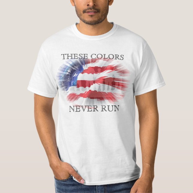 Camiseta Bandera patriótica estadounidense que estos colore (Anverso)