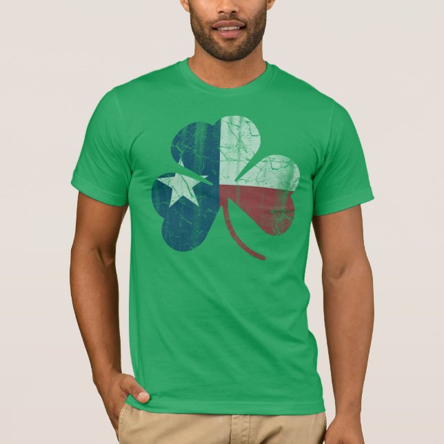 Camiseta Bandera Patriótica Irlandesa Texas Shamrock Vintag (Anverso)
