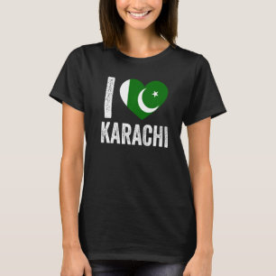Camiseta Bandera patriótica paquistaní Pakistán Amo Karachi