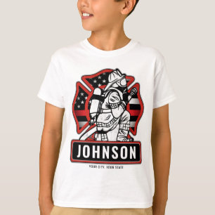Camiseta Bandera Patriótica Personalizada de Bomberos Dept 