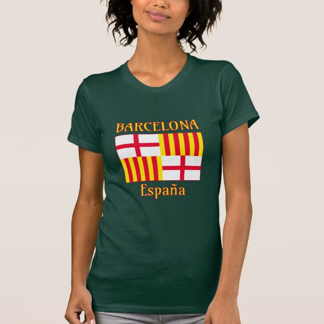 Camiseta Bandera Patriótica Rojo Blanco Amarillo Barcelona (Anverso)