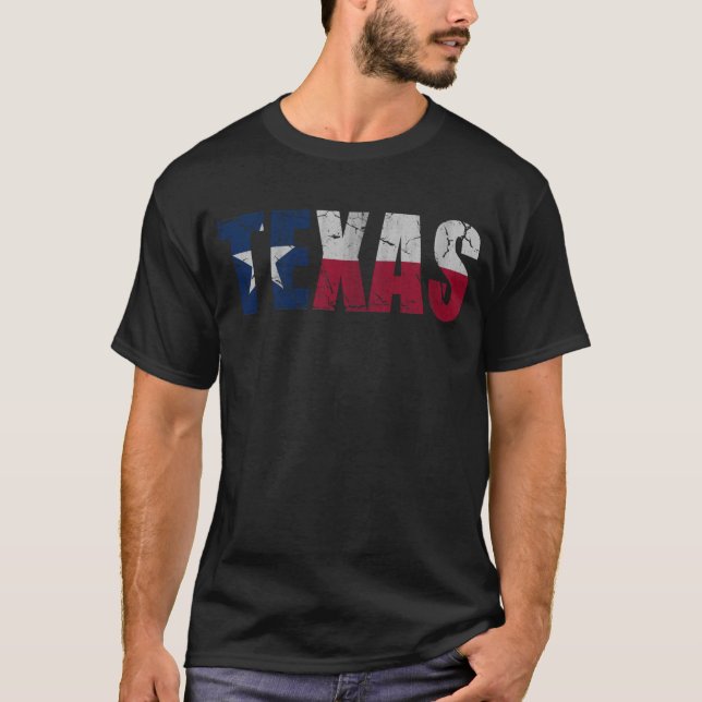 Camiseta Bandera patriótica rústica de Tejas (Anverso)
