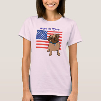 Camiseta Bandera Patriótica Tees de Pug para niños y adulto