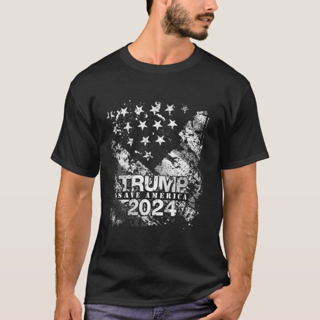 Camiseta Bandera Patriótica Trump 2024 Estados Unidos Salva (Anverso)