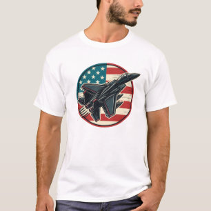 Camiseta Bandera patriótica y F-15 Jet