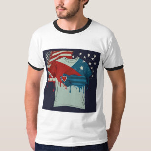 Camiseta Bandera "Patriotismo y Lealtad" y diseño del coraz