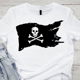 Camiseta Bandera Pirata clásica negra y blanca