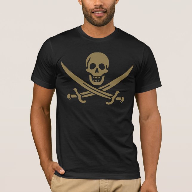 Camiseta Bandera pirata de Calico Jack con calavera y espad (Anverso)