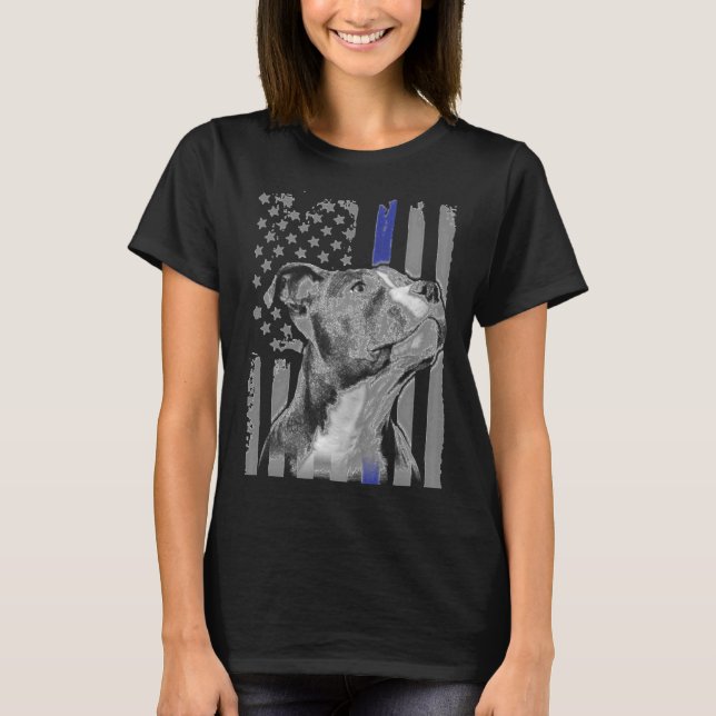 Camiseta Bandera Pitbull Staffordshire Bull American Thin B (Anverso)