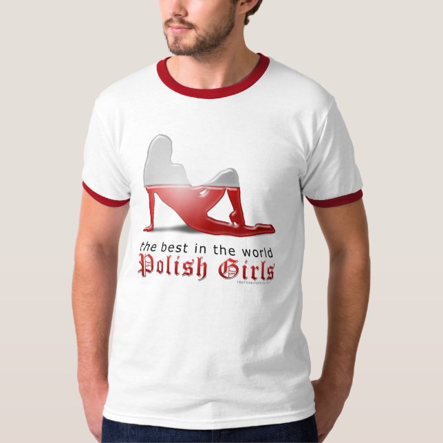 Camiseta Bandera polaca de la silueta del chica (Anverso)