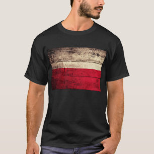 Camiseta Bandera polaca de madera antigua;