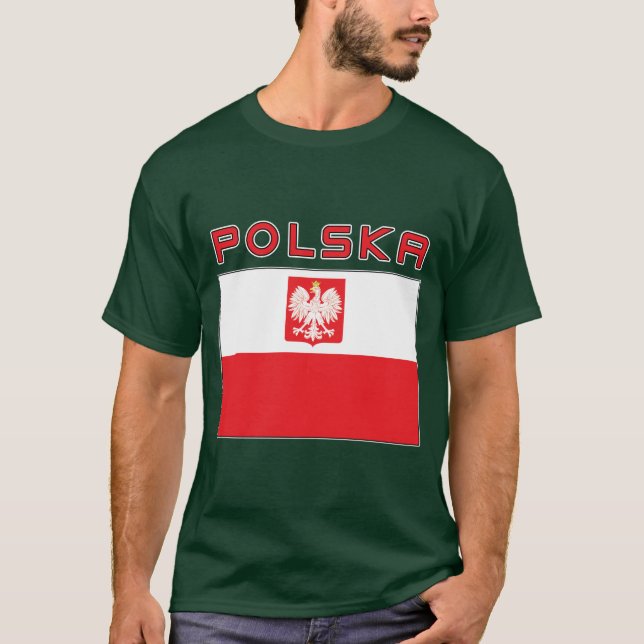 Camiseta Bandera polaca del halcón con Polska (Anverso)