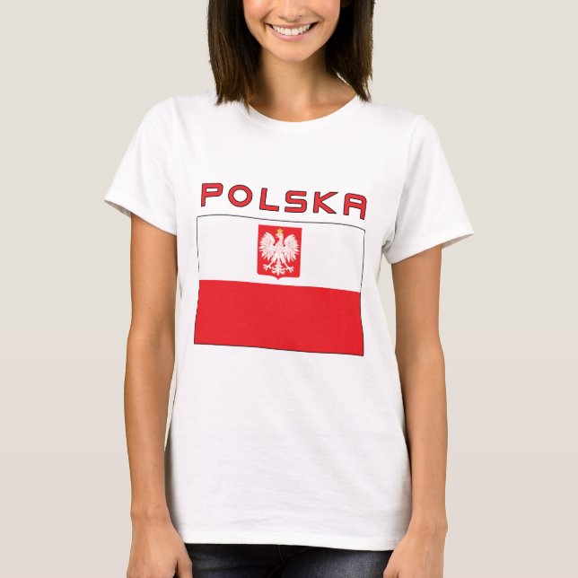 Camiseta Bandera polaca del halcón con Polska (Anverso)