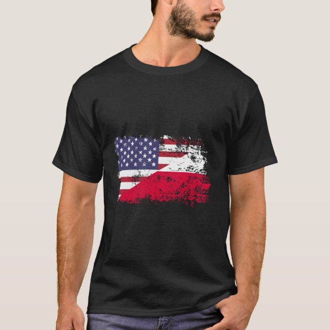 Camiseta Bandera polaca estadounidense (Anverso)