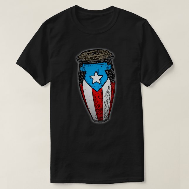 Camiseta Bandera portorriqueña Conga Drum T-Shirt (Diseño del anverso)