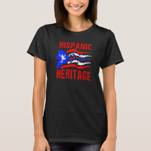 Camiseta Bandera portorriqueña Herencia Hispana Boricua Pue