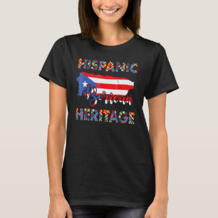 Camiseta Bandera portorriqueña Herencia Hispana Boricua Pue