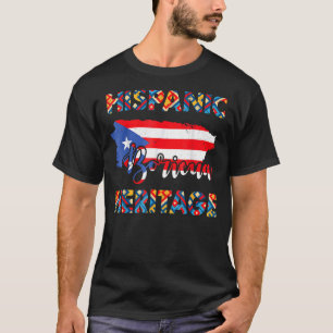 Camiseta Bandera portorriqueña Herencia Hispana Boricua Pue