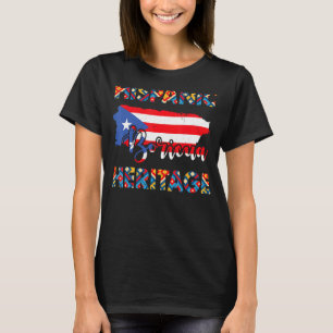 Camiseta Bandera portorriqueña Herencia Hispana Boricua Pue