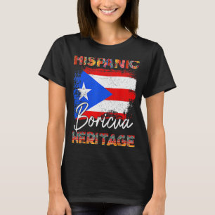 Camiseta Bandera portorriqueña Herencia Hispana Boricua Pue