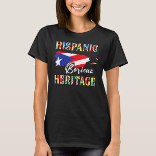 Camiseta Bandera portorriqueña Herencia Hispana Boricua Pue