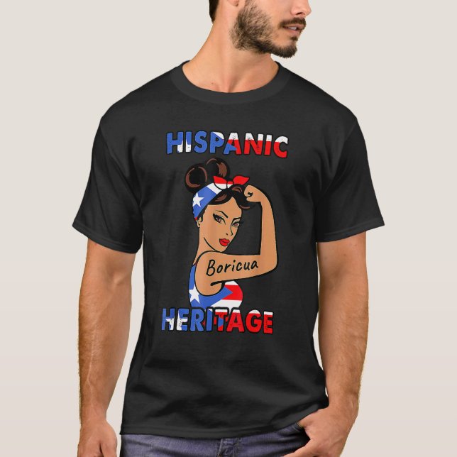 Camiseta Bandera portorriqueña Herencia Hispana Mujeres Bor (Anverso)