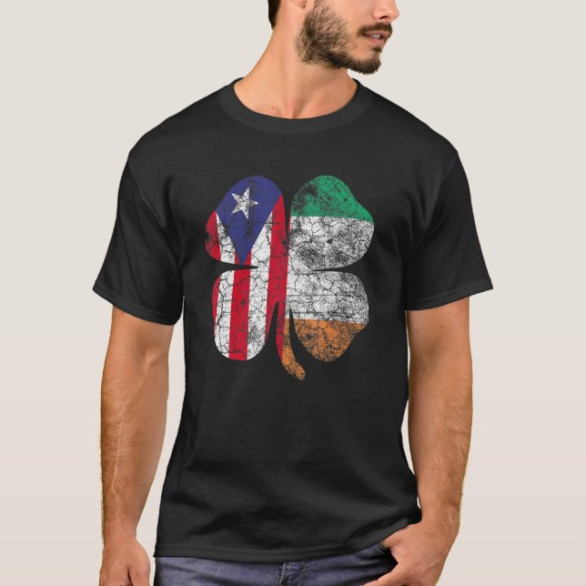 Camiseta Bandera portorriqueña irlandesa Shamrock St Patric (Anverso)