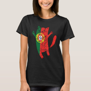 Camiseta Bandera portuguesa de gato feliz