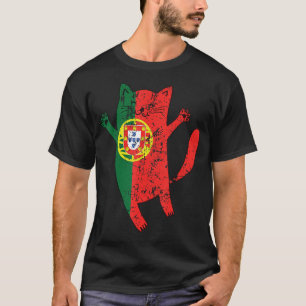 Camiseta Bandera portuguesa de gato feliz