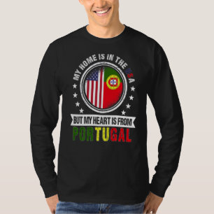 Camiseta Bandera portuguesa estadounidense Corazón Portgual