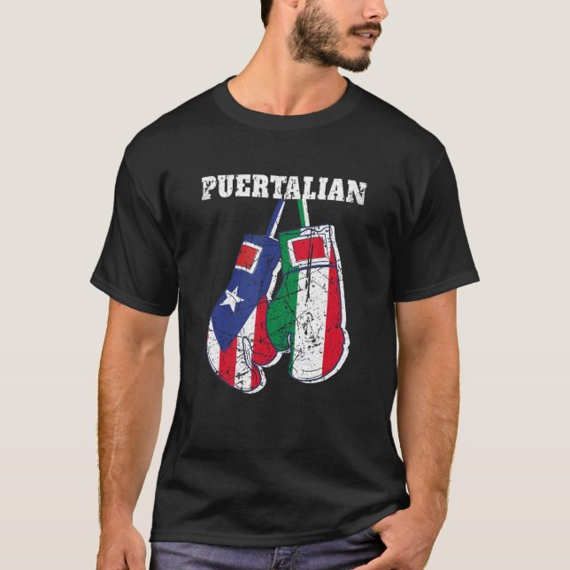 Camiseta Bandera Puertaliana De Puerto Rico E Italia (Anverso)