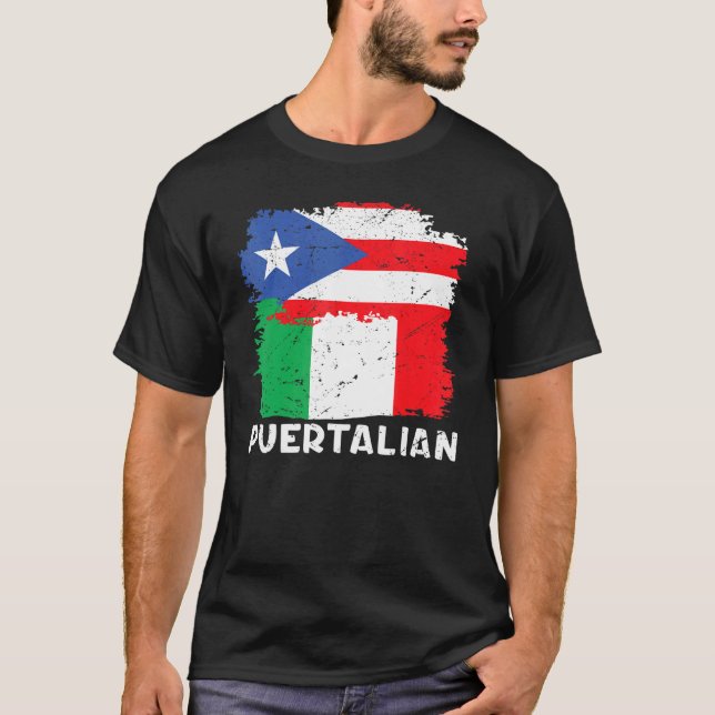 Camiseta Bandera Puertaliana Puerto Rico E Italiana (Anverso)