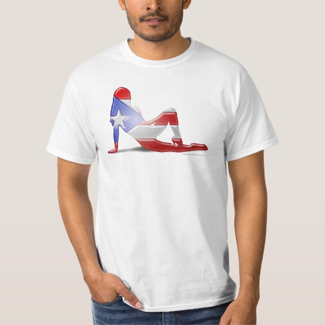 Camiseta Bandera puertorriqueña de la silueta del chica (Anverso)