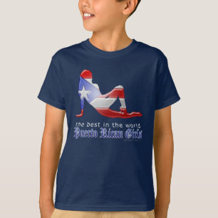 Camiseta Bandera puertorriqueña de la silueta del chica